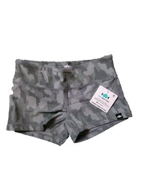 WODBOTTOM Camo Shorts Womens S Small Gray Stretch Athletic Gym Booty Short